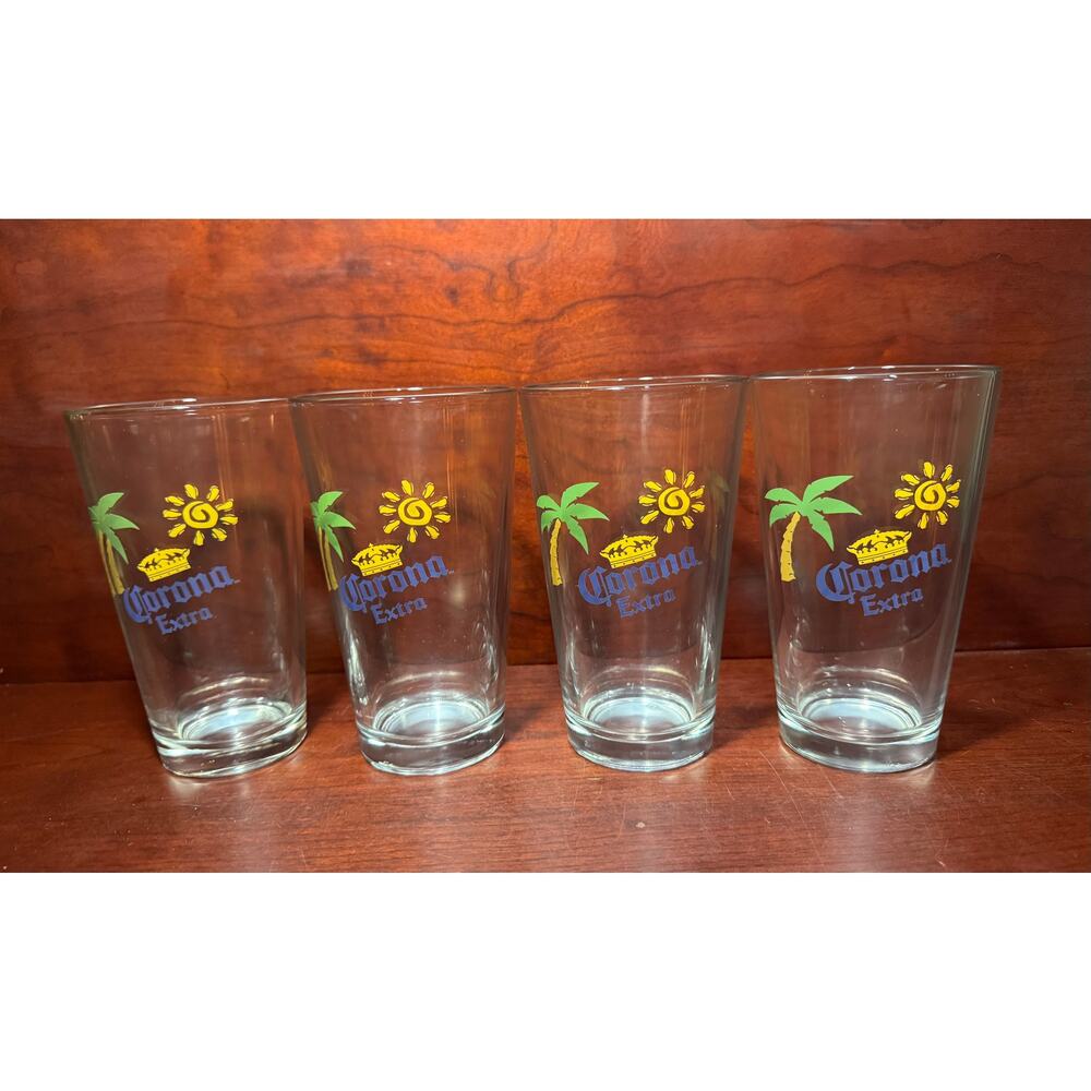 2007 Corona Extra Pub Glass Collection 16oz Beer Glasses Gift Set Four 4 Glasses - Picture 2 of 12